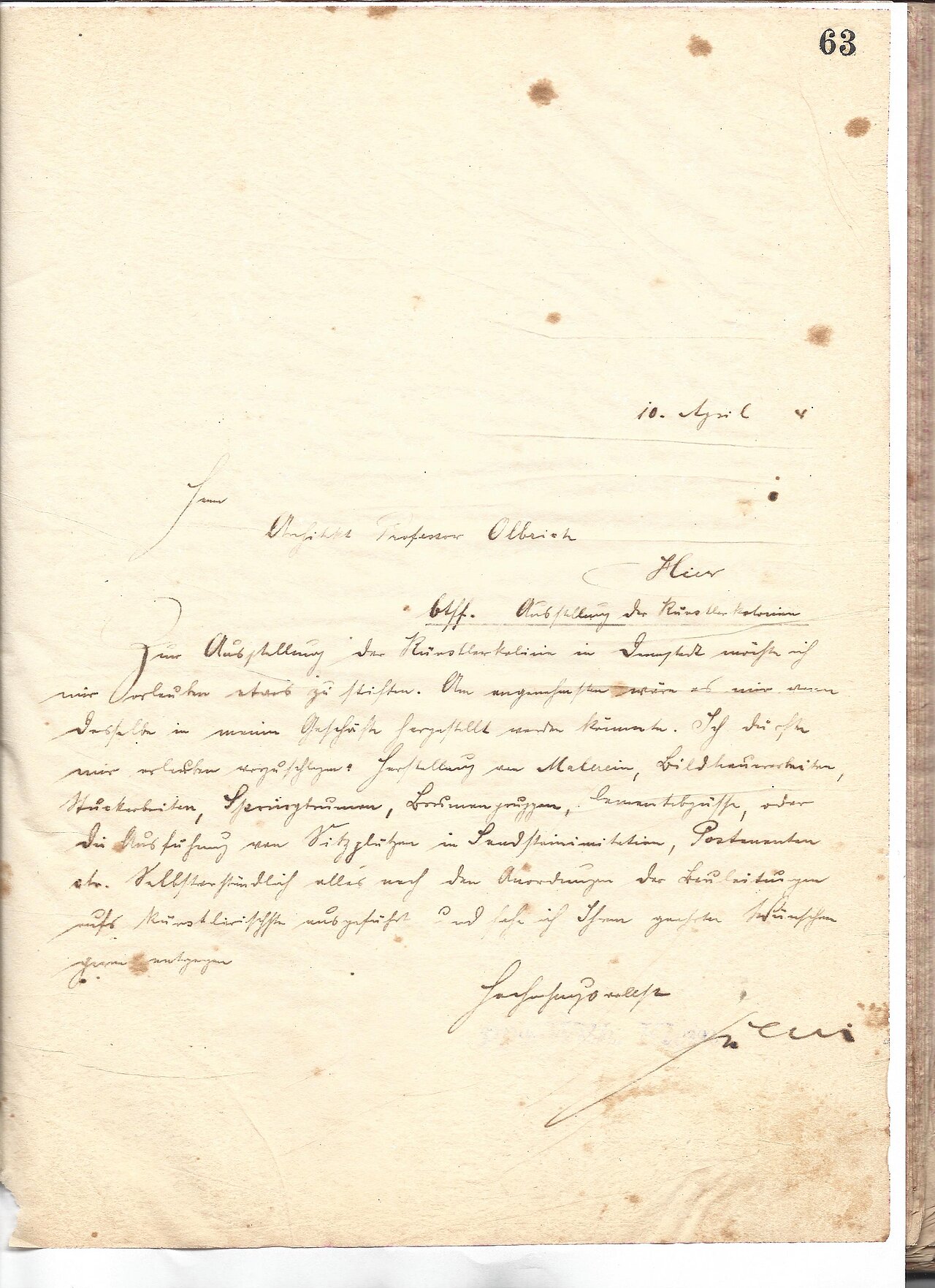 Brief an Olbrich (1908)