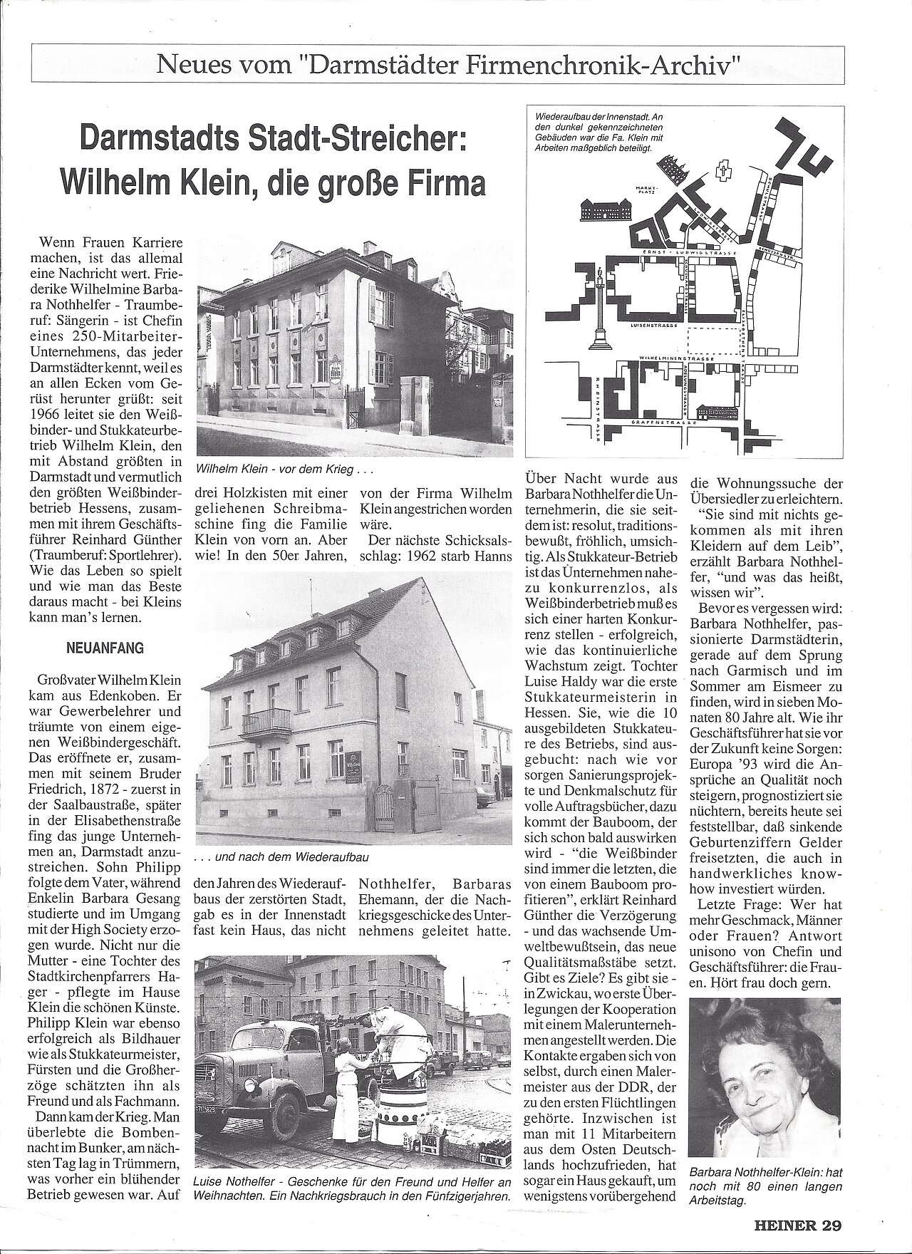 Zeitungsartikel im "Heiner" berichtete 1992 über die Firmenchronik der Firma Klein. 