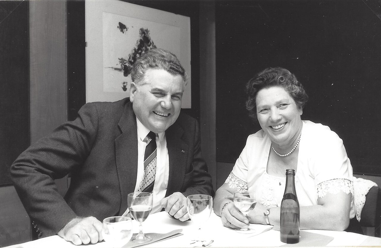 Betriebsratsvorsitzender Heinrich Roth bei der Jubilarfeier 1979.