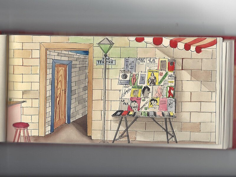 Die Zeichnungsvorlage für die Gestaltung der "Place du Tetre" im Festsaal der Firma Klein.